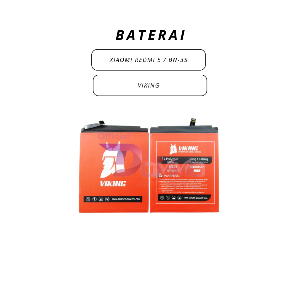 BATERAI / BATTERY / BATRE XIAOMI REDMI 5 / BN-35 VIKING DOUBLE POWER