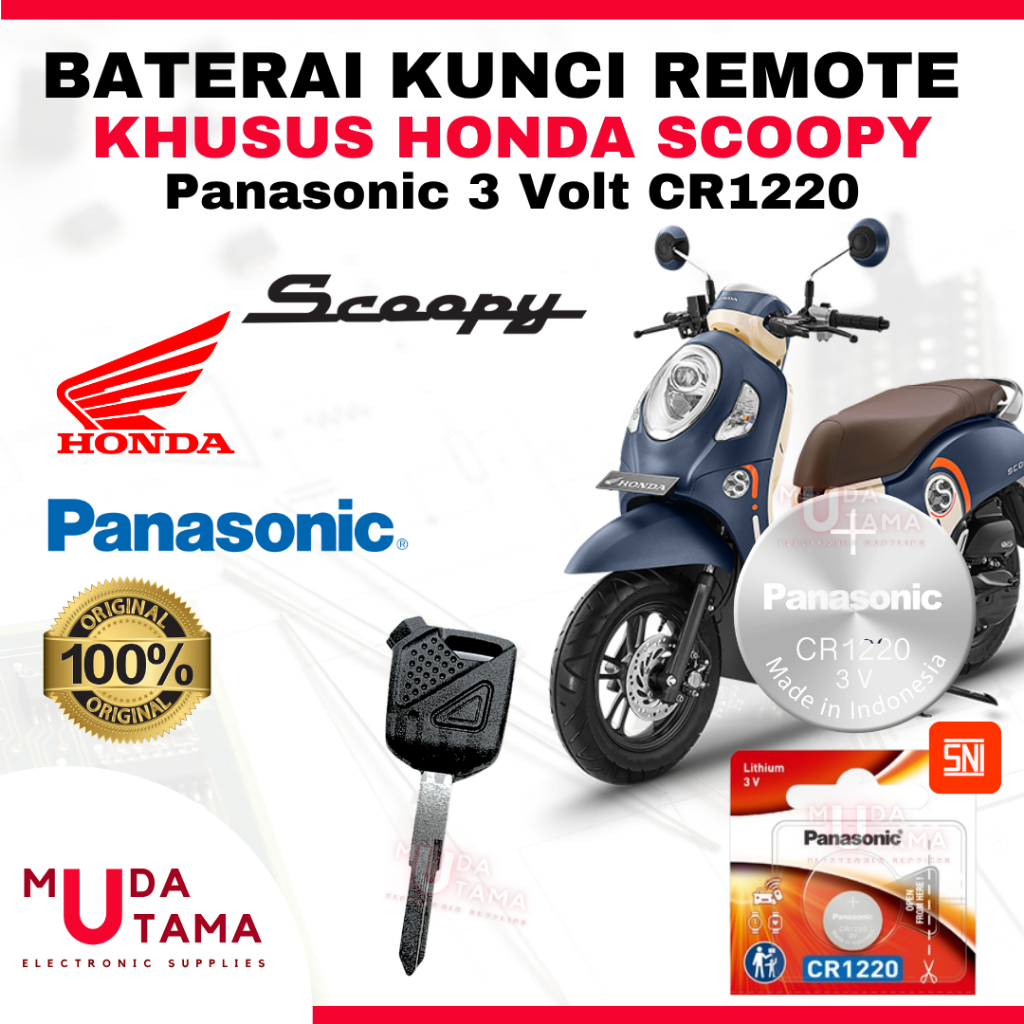 Baterai Kunci Remote HONDA SCOOPY - ORIGINAL PANASONIC CR1220 | Battery Remote HONDA SCOOPY | Batera