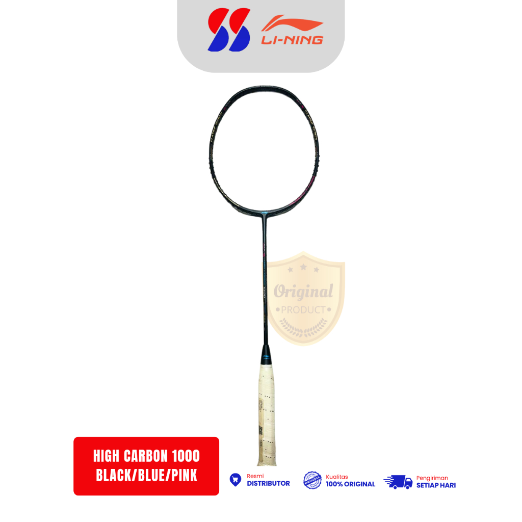 Raket Badminton Lining High Carbon 1000 Original- Black/Blue/Pink (Free Tas Serut)