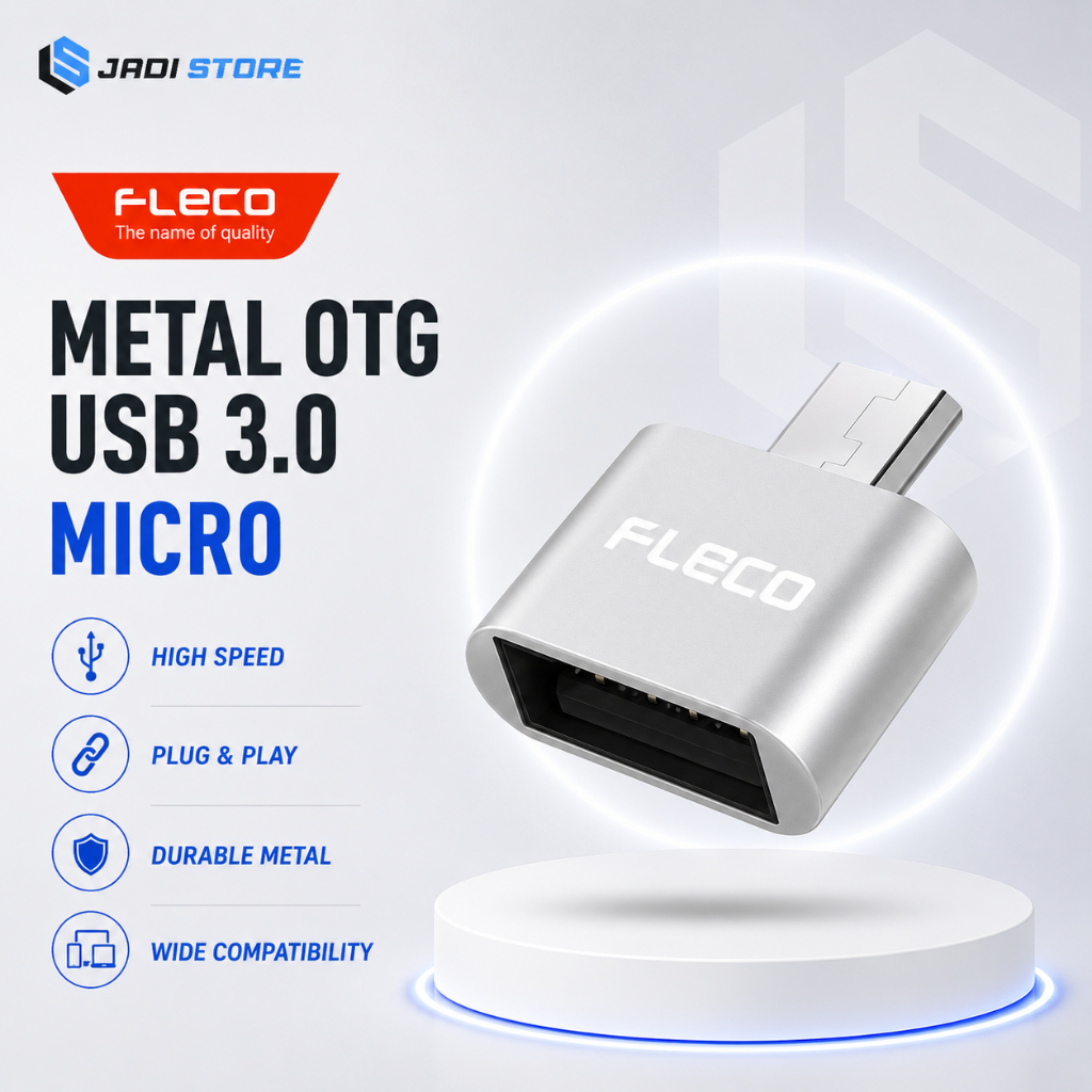 FLECO OTG Micro USB Metalic Adapter Konektor Android ke USB 3.0 High Speed Sambungan Flashdisk Mouse