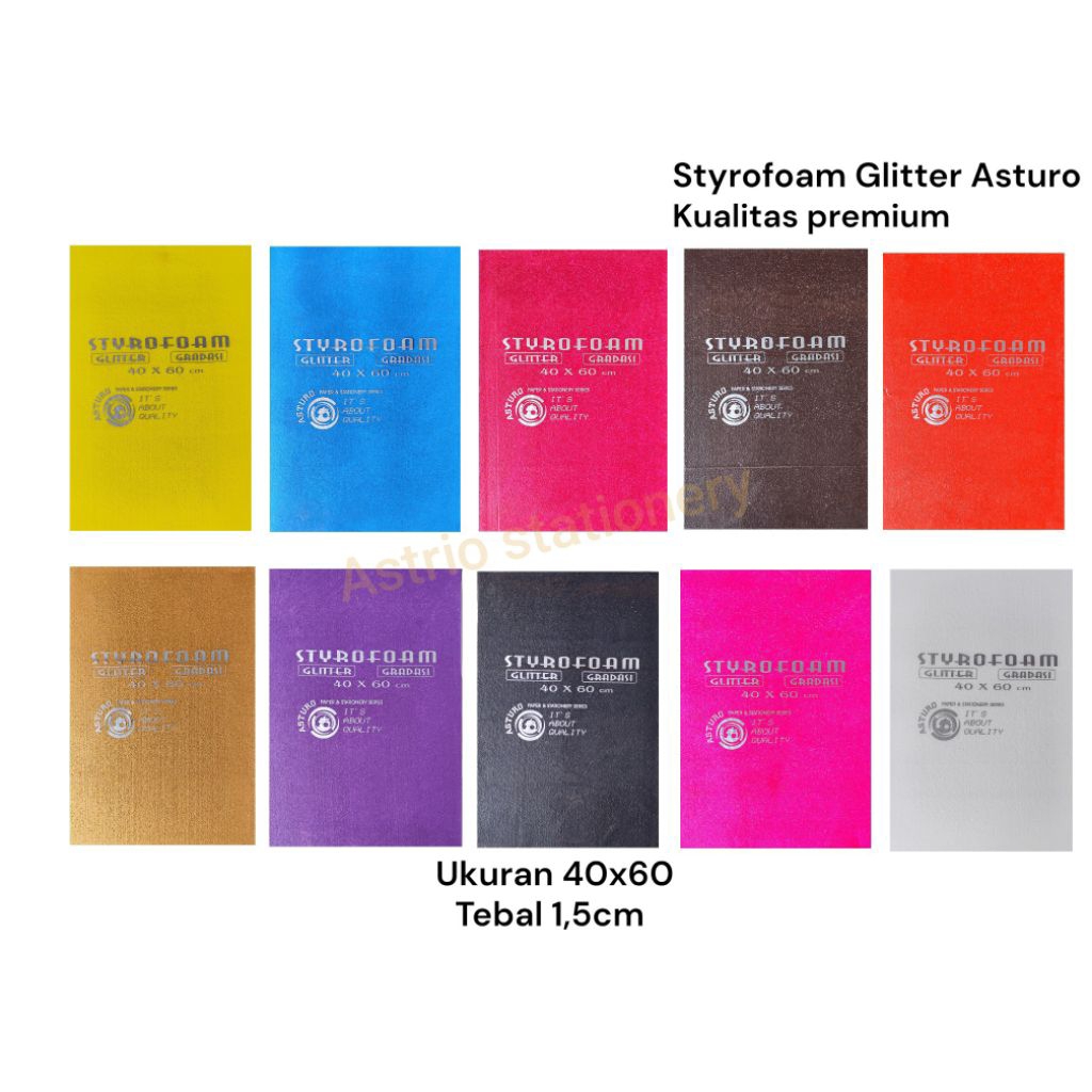 Styrofoam Warna-Warni / Gabus Styrofoam / Styrofoam Glitter Asturo 40x60cm