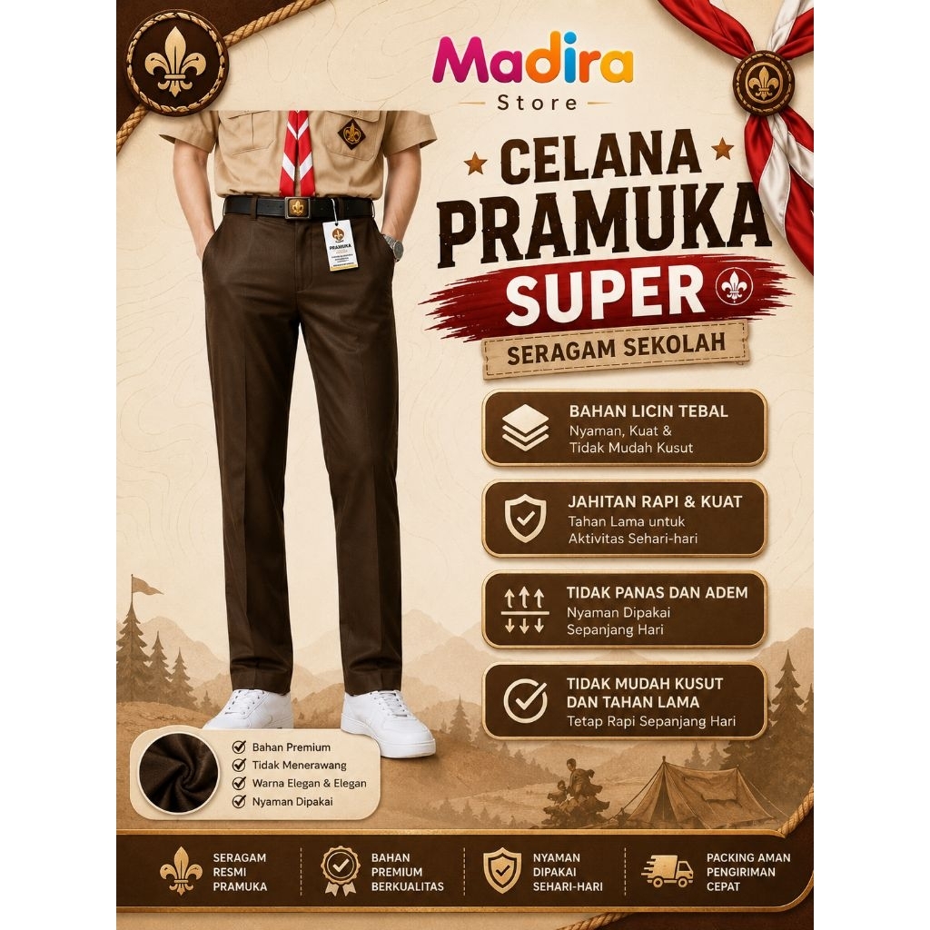 Celana pramuka bahan super/licin