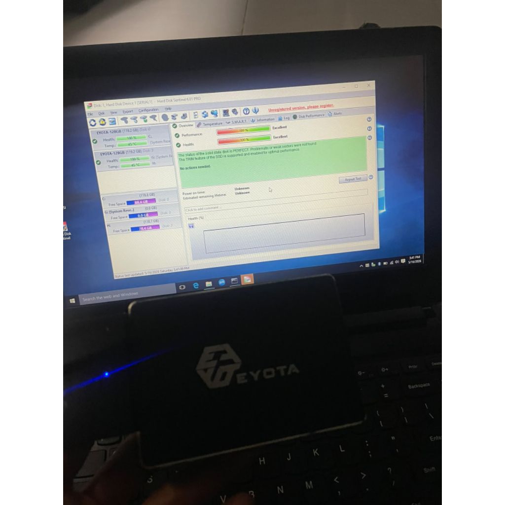 ssd sata 128 GB merk eyota second sentinel 100 persen