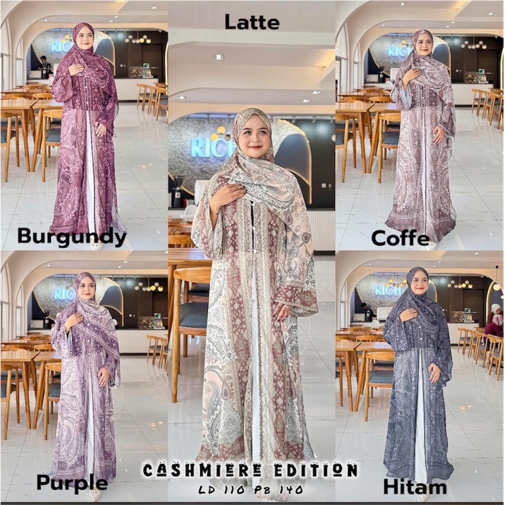 Abaya Kashmir Set Pasmina Muslimwear Ceruty Babydoll Kashmir Outer Ceruty Set Pasmina  Cashmere Abay