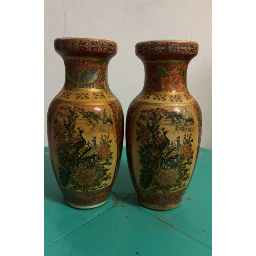 New-Sepasang Pajangan Keramik/Vas Bunga / Pot Bunga Motif Cina