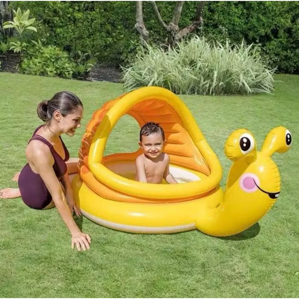 Intex Lazy Snail Shade Baby Pool kolam anak 57124 usia 1-3tahun (1.45m x 1.02m x 74cm)