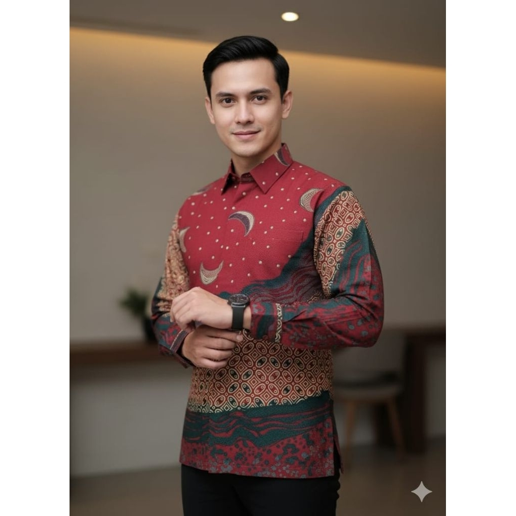 kemeja batik pria bahan doby lengan panjang