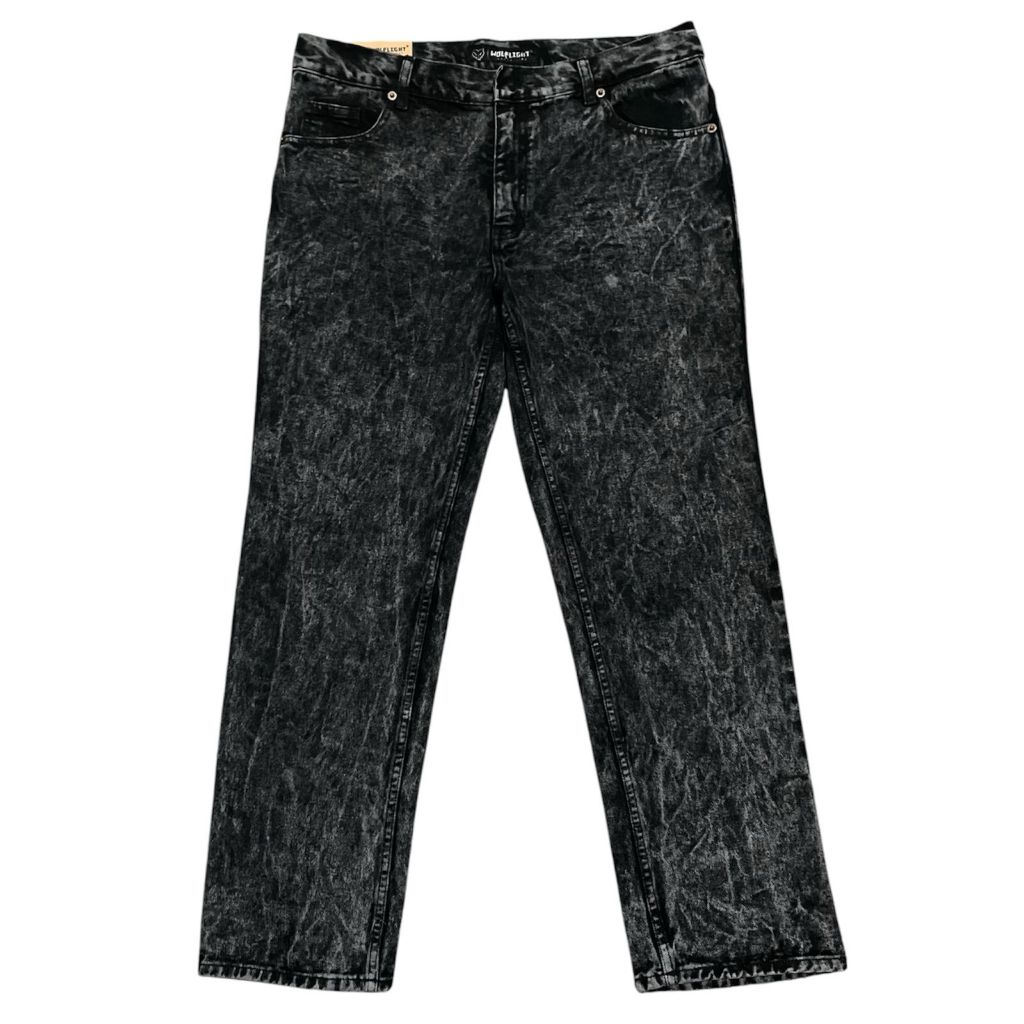 Wolflight Celana Jeans Pria Sandwash Black Regular Ukuran 28-38