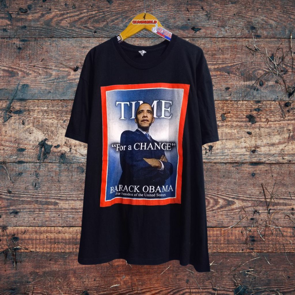 Y2K AAA ALSTYLE - 2008 BARACK OBAMA"TIME FOR A CHANGE - OBAMA PRESIDENT" characters vintage tee