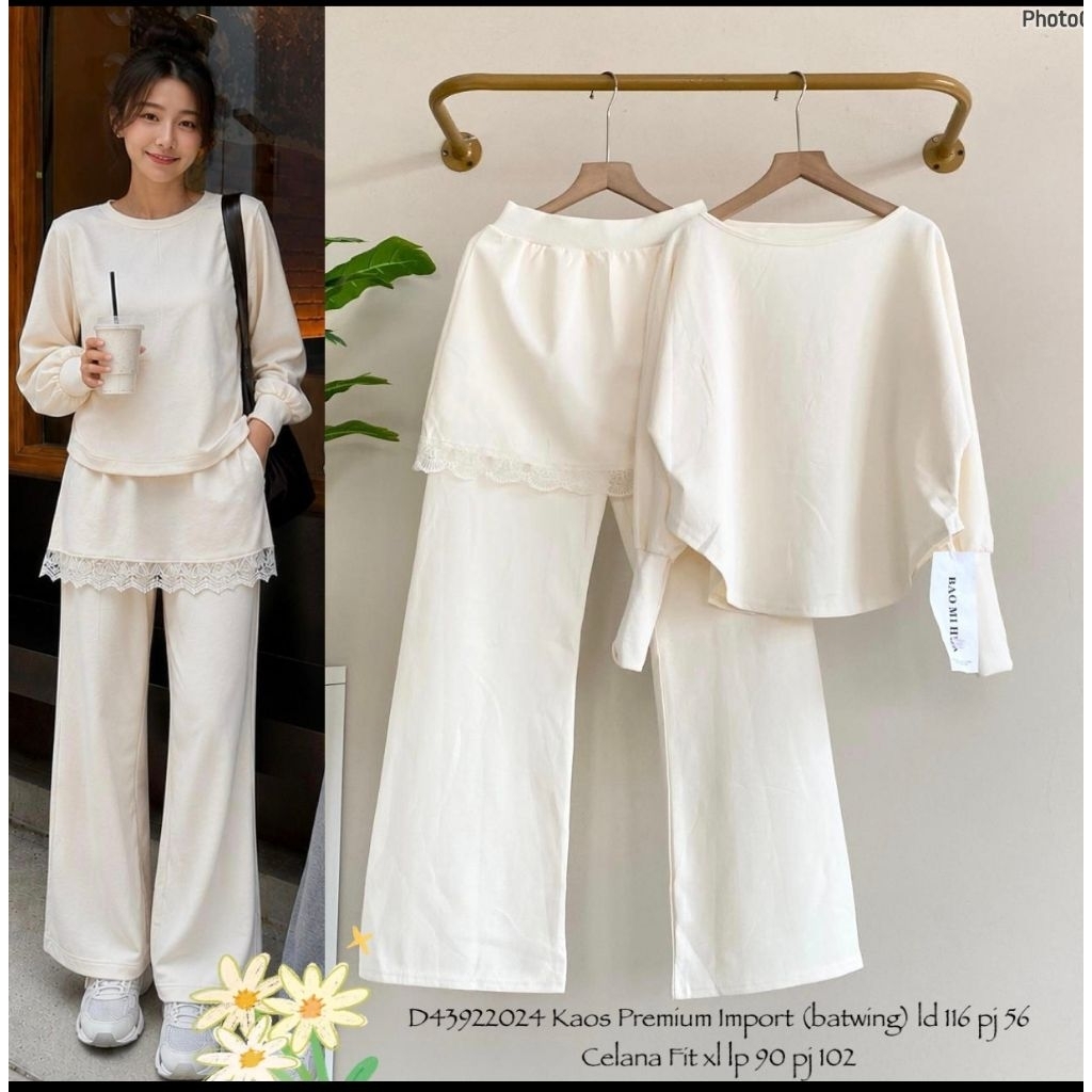 Real pic ORIGINAL dan TERMURAH Stelan kaos tebal PREMIUM Butik / Stelan Oversize Premium Bangkok / S