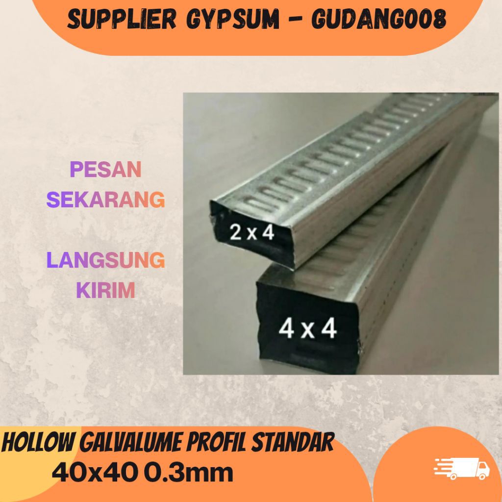 Hollow 4x4 galvalume 0.3mm STD / holo plafon / holo gypsum / hollow