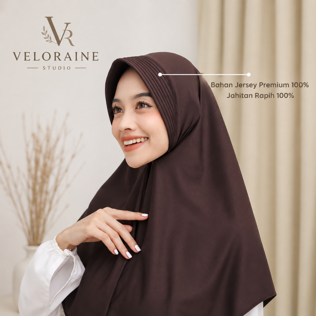 Jilbab Syari Oval Jumbo Non Pad - XL Cokelat/Cofe