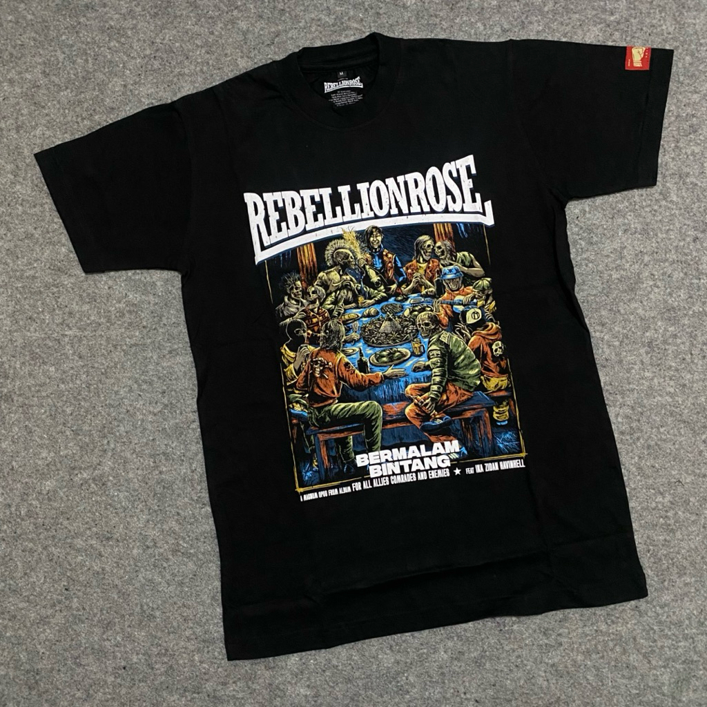 RebellionRose Bintang Original Kaos Band Hitam