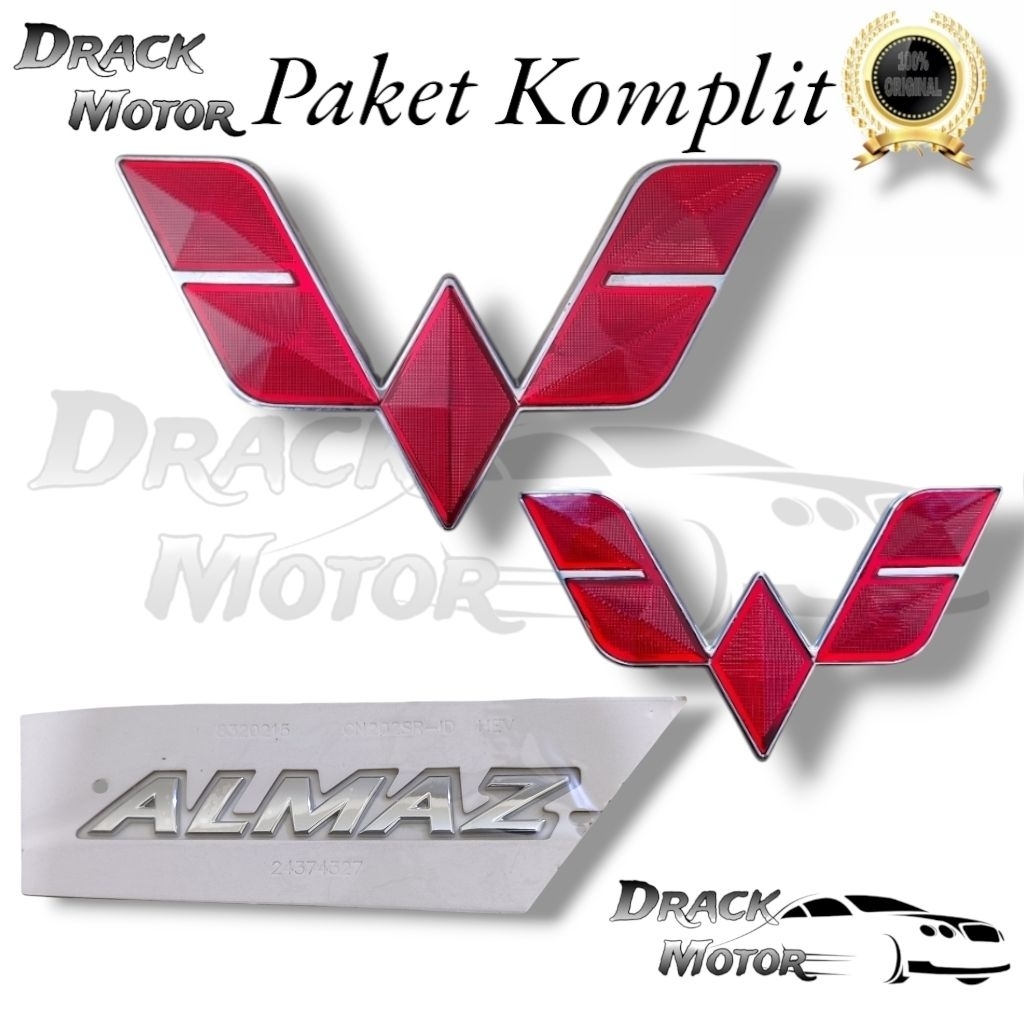 Paket Komplit Logo Emblem Wuling Almaz Chrome Original // Logo emblem lima berlian Wuling ORIGINAL  