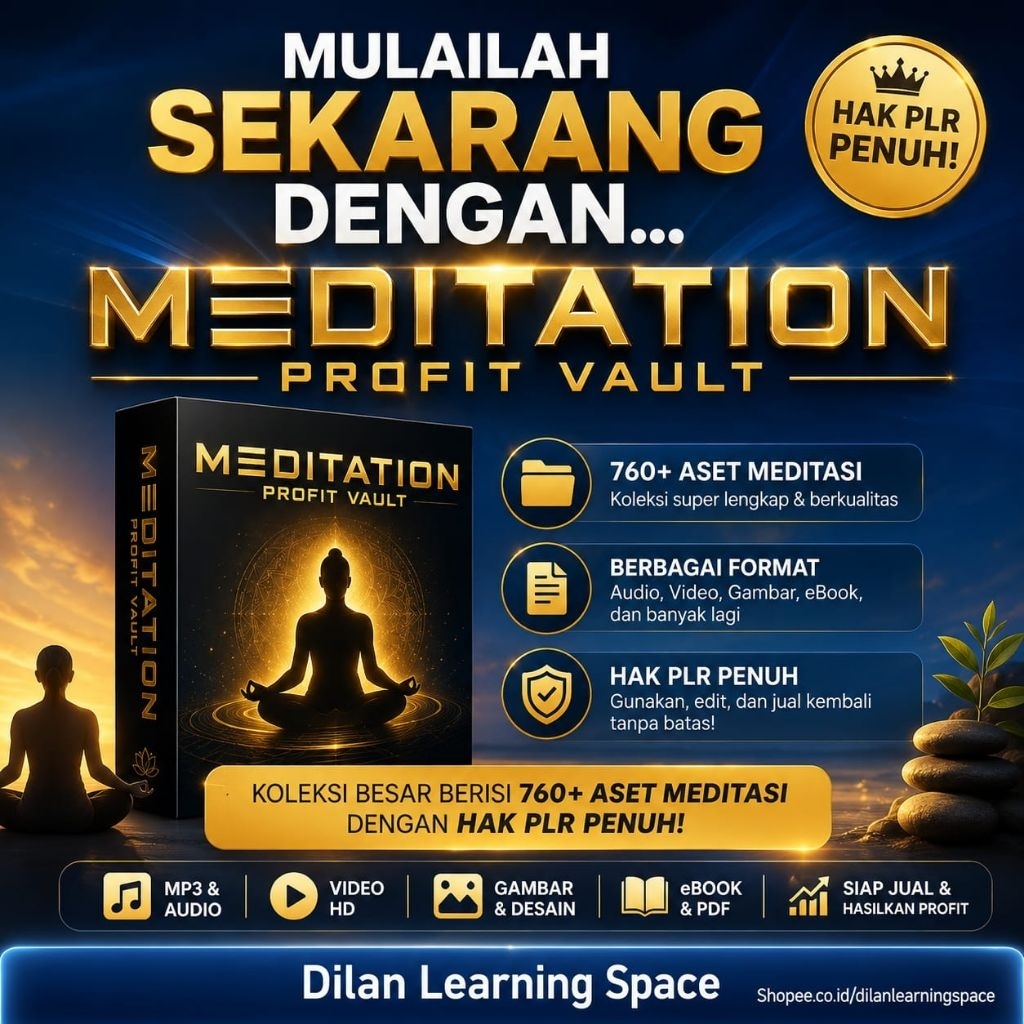 Meditation Profit Vault PLR - 760+ Aset Meditasi Konten Kesehatan Mental ADHD wellness & healing