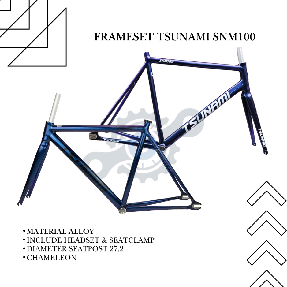 Frameset Tsunami Snm100 Chameleon Hitam-Putih Size S M L Frame Fixie Single Speed