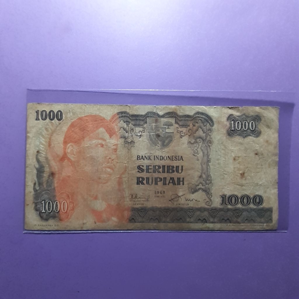 Uang kuno 1000 rupiah seri sudirman 1968