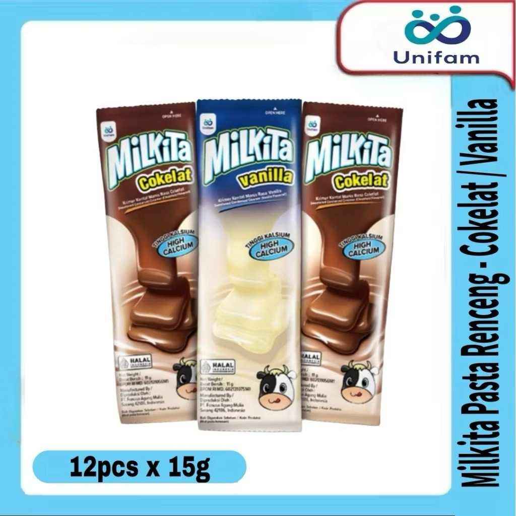 Milkita pasta 1 renteng isi 12pcs / Milkita pasta coklat dan vanila