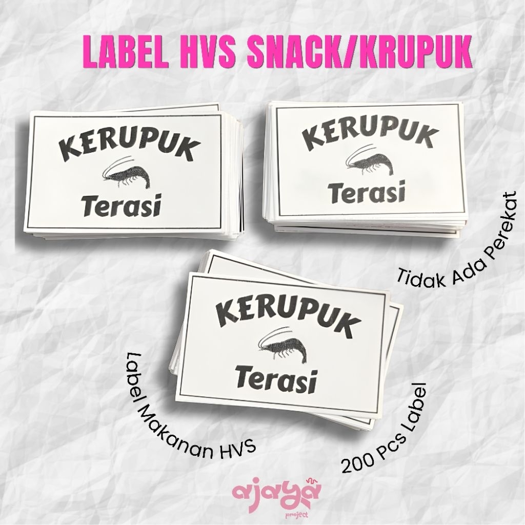 200 Pcs Label Kerupuk / Label Krupuk / Label Makanan / Label Snack HVS
