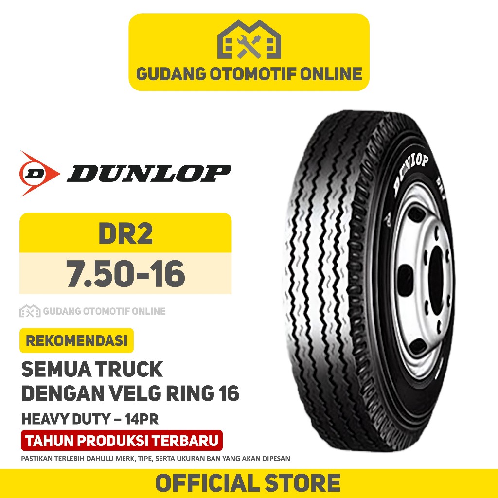 Ban Truk Dunlop DR2 750 R16 16 Truck Colt Diesel Canter Ragasa 7.50 R16