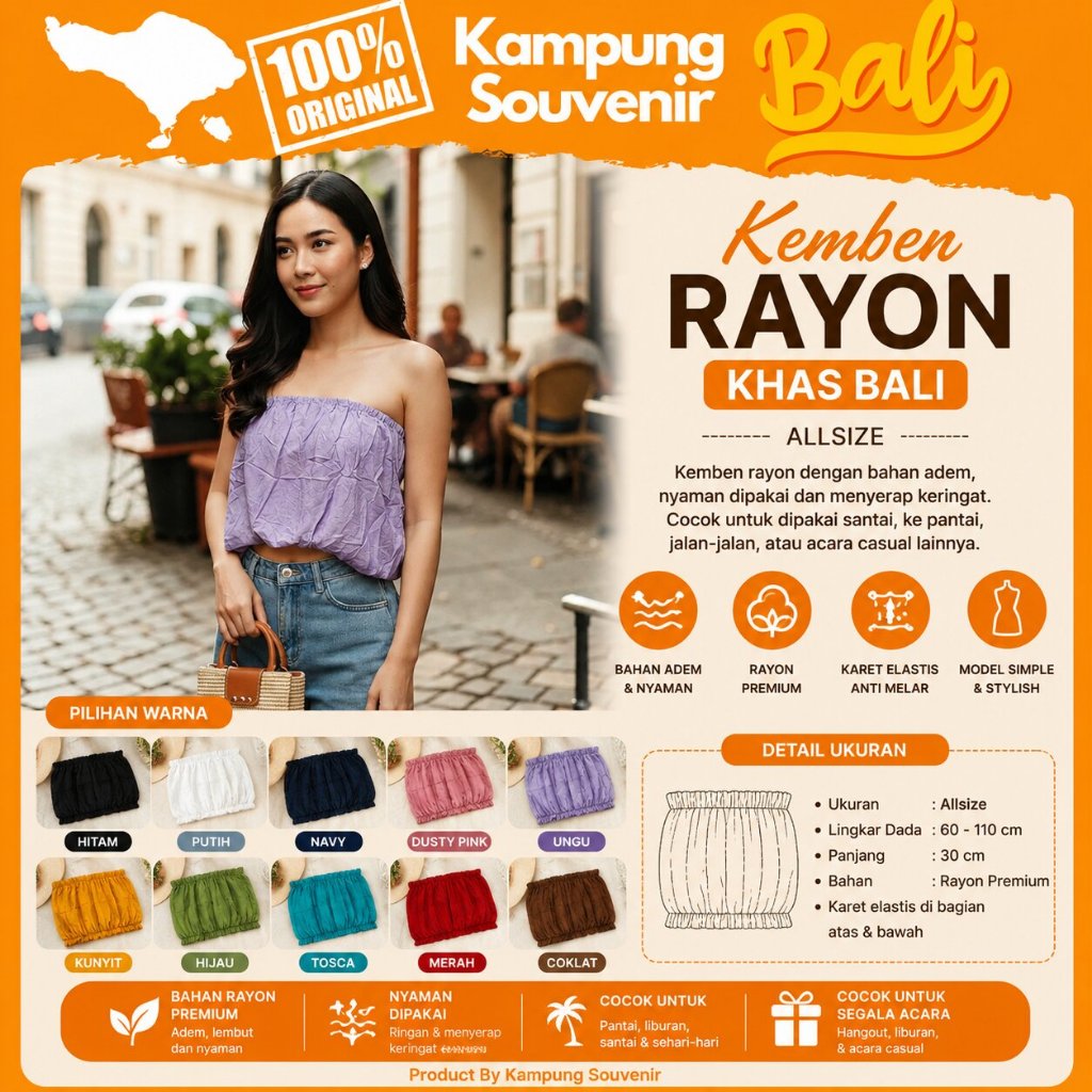 Kemben Terbang Bali Rayon Adem Baju Pantai Wanita Kekinian Oleh Oleh Khas Bali