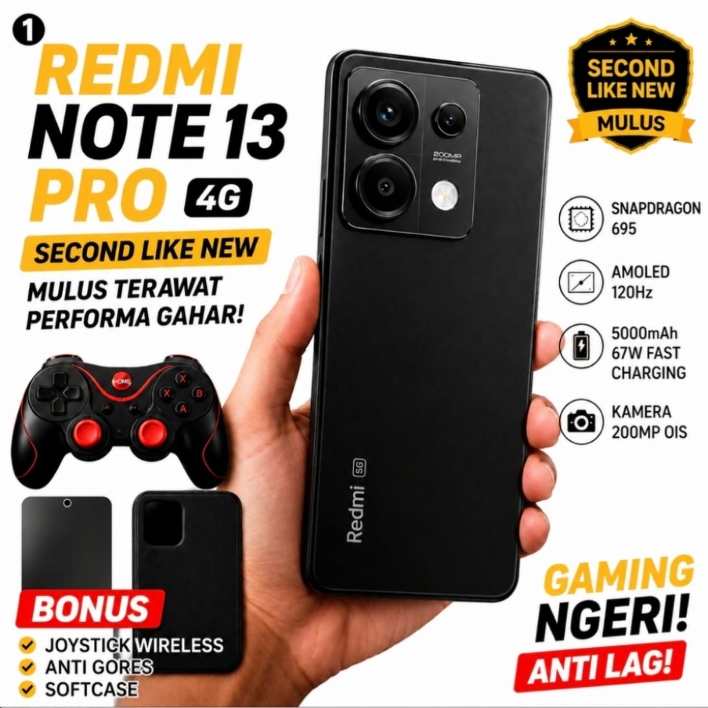 Redmi Note 13 Pro 4G 8 256GB Second Premium Mulus NFC Fast Charging Bonus Lengkap