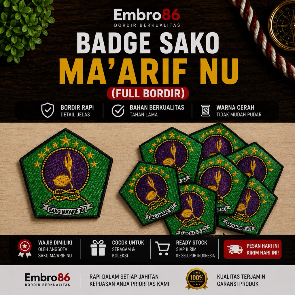 Badge SAKO MA'ARIF NU (full bordir)