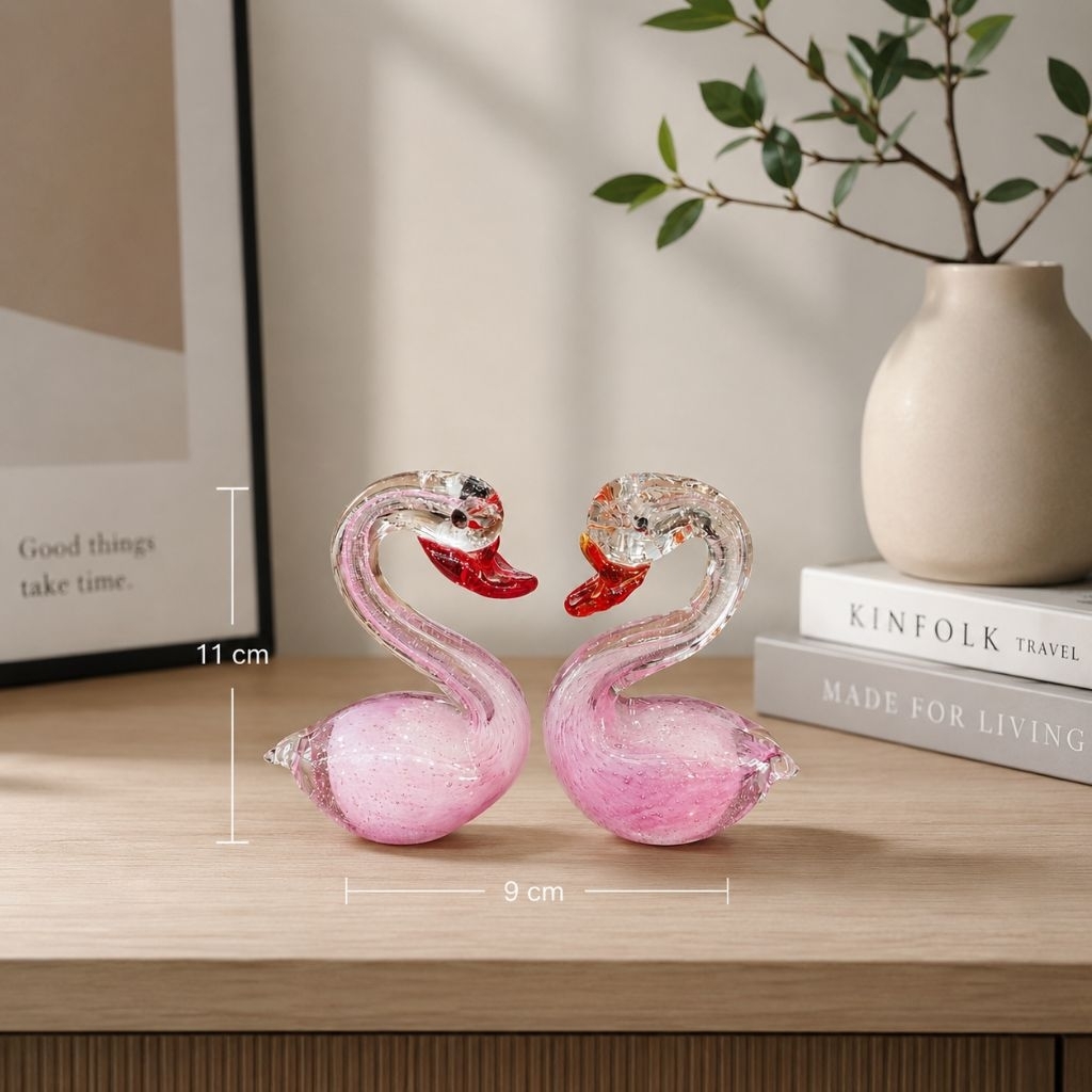 Angsa Kristal Set 2pcs Pajangan Kaca Kristal Dekorasi Hiasan Ruang Tamu