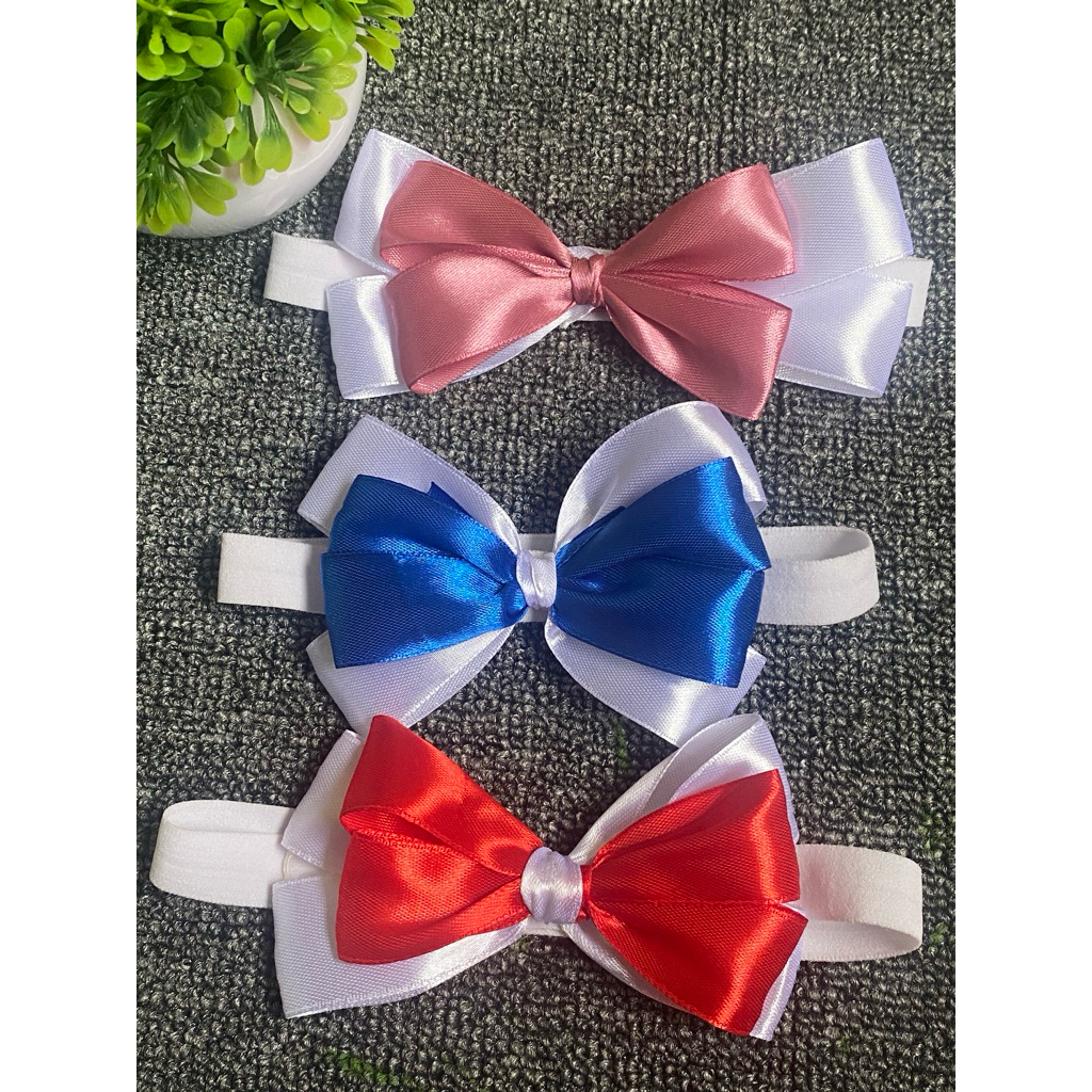 bando bayi, headband bayi, bando pita merah putih, bando pita lucu