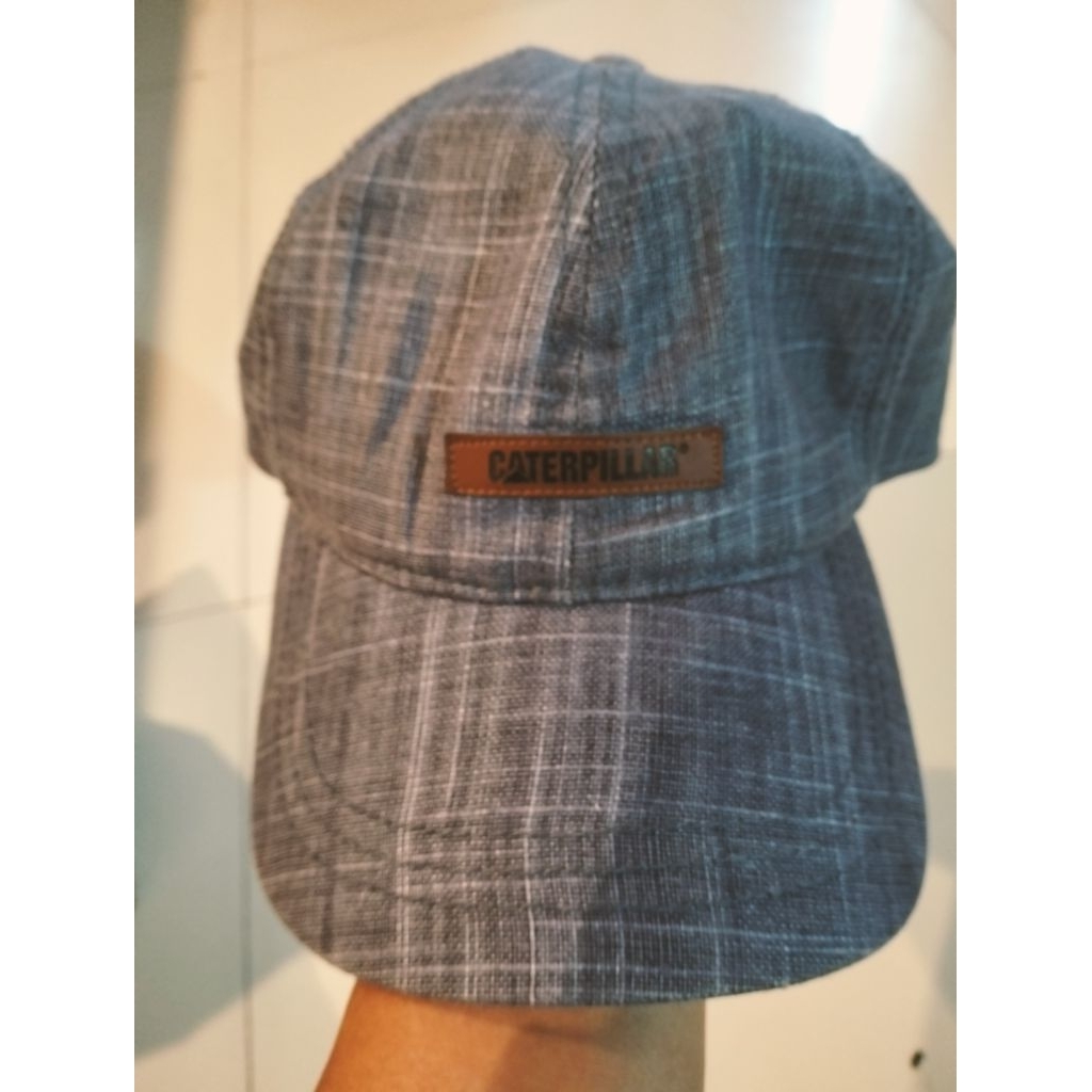 ​Topi Caterpillar (CAT) Original - Textured Grey Linen Baseball Cap - Adjustable OS