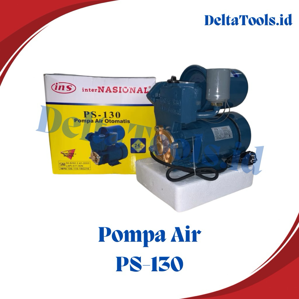 POMPA AIR OTOMATIS InterNasional PS130 – 125 Watt, Hisap 9m Dorong 33m + Tabung Besi T1155
