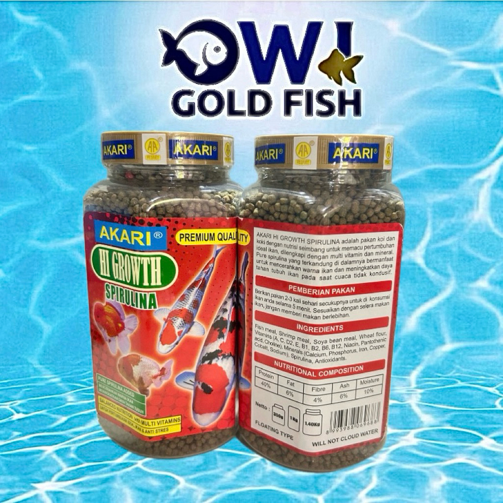 Pakan pelet ikan AKARI Hi Growth Spirulina koi koki