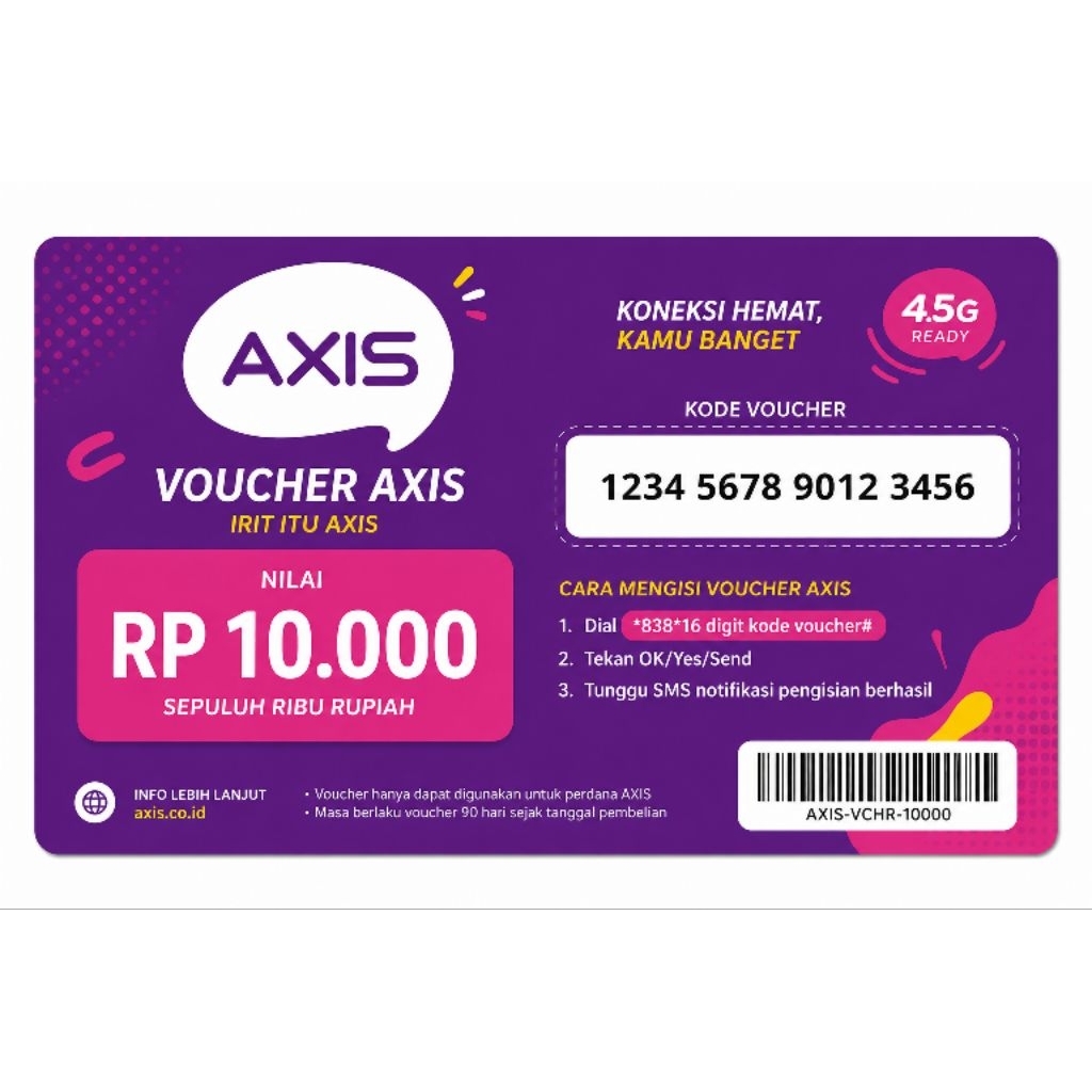 voucher Axis di kirim via chat