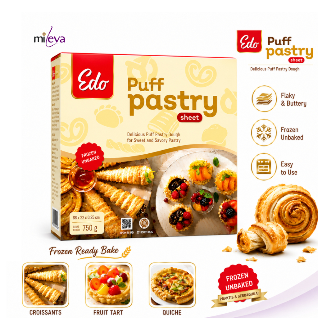 EDO Pastry Puff Sheet | Kulit Pastry Edo Lembaran 750 gram