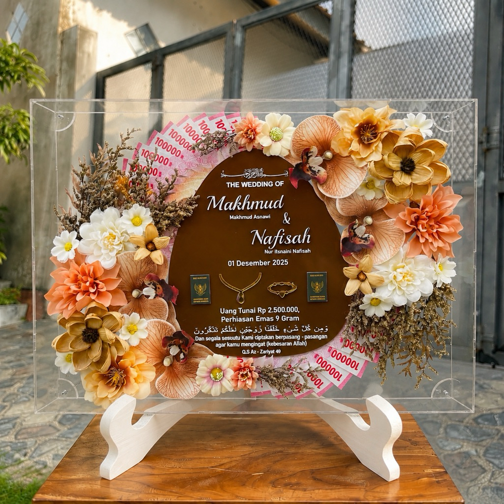 [1-2 HARI JADI ] MAHAR FULL TETES AKR AKRILIK BOX PERNIKAHAN SET HIASAN WEDDING FRAME BINGKAI MAHAR