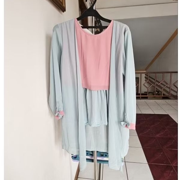 preloved blouse tunik polos kombinasi