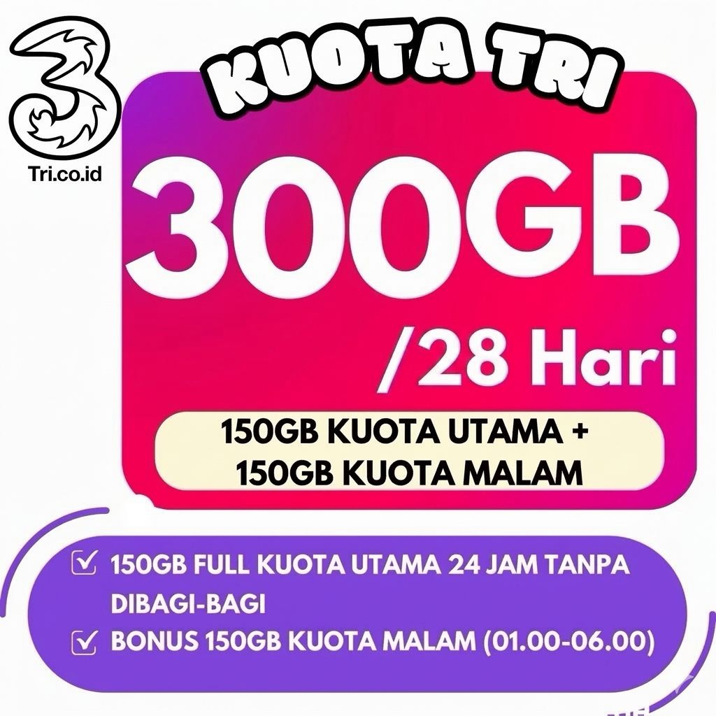 KUOTA TRI 300GB 156GB 100GB