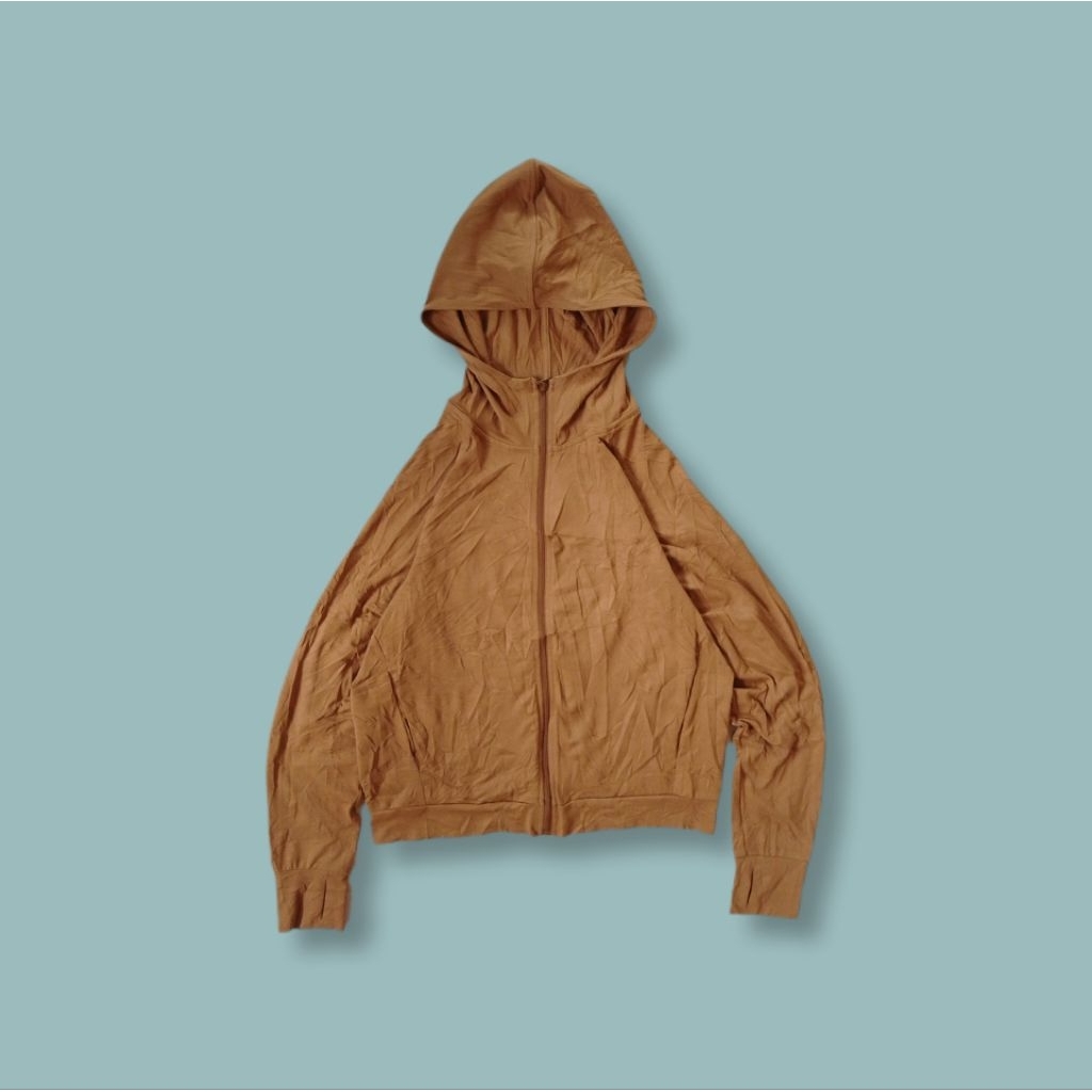 Uniquesport - Jaket Olahraga Running Uniqlo AIRism UV Cut Brown Second