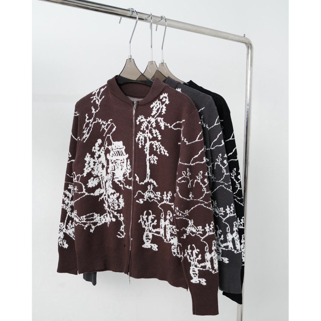 double zipper pattern jacket
