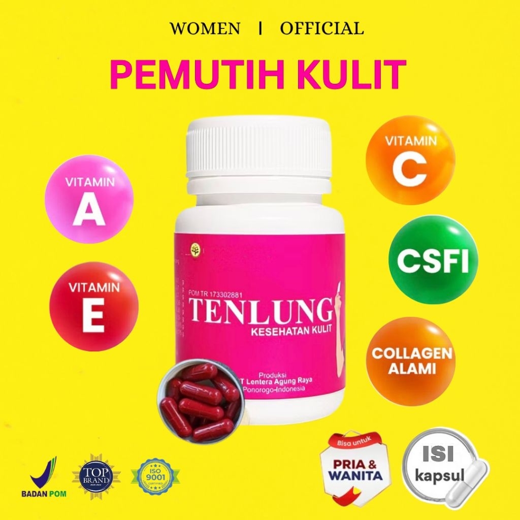 ( TERLARIS )Tenlung Kesehatan Kulit (Pemutih Kulit) Pemutih Badan Vitamin Kapsul Pemutih kulit Badan