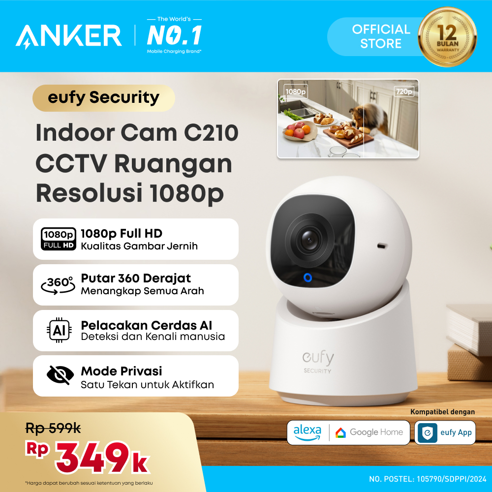 Eufy Security Indoor & Outdoor Camera C220 2K / C210 1080P resolution Smart Security Cam With 360° C