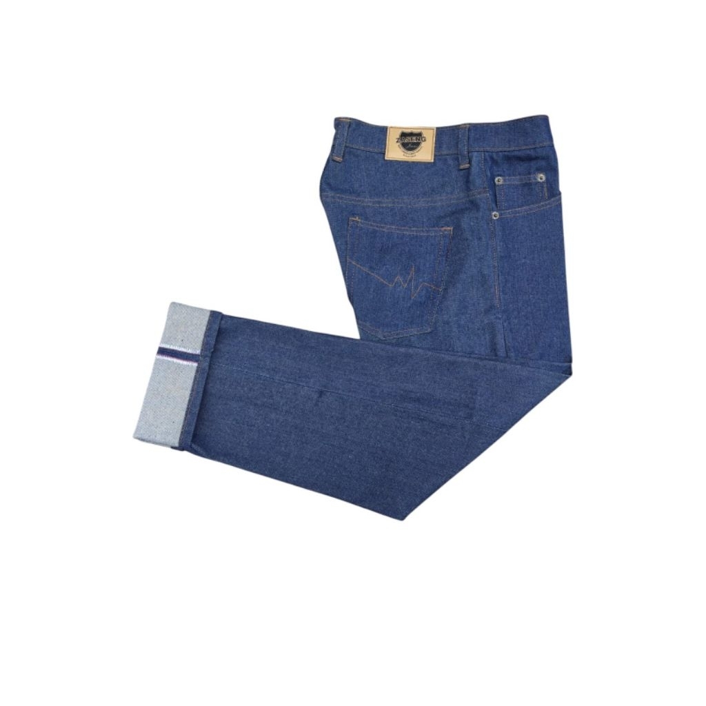 celana denim shelvedge shelstich blue (raw denim blue)
