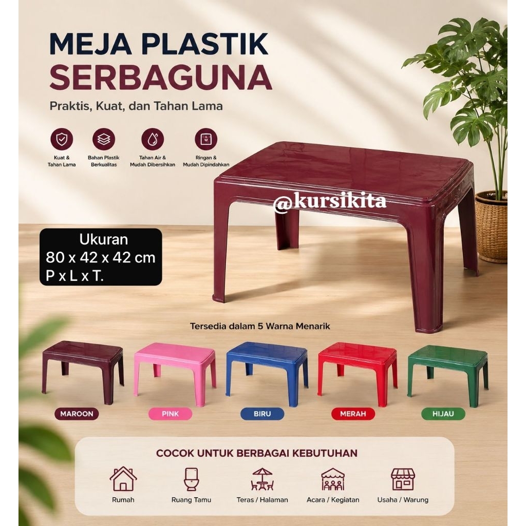 meja cafe panjang besar warung lesehan warkop kafe cafe angkringan jalanan meja makan plastik warna 