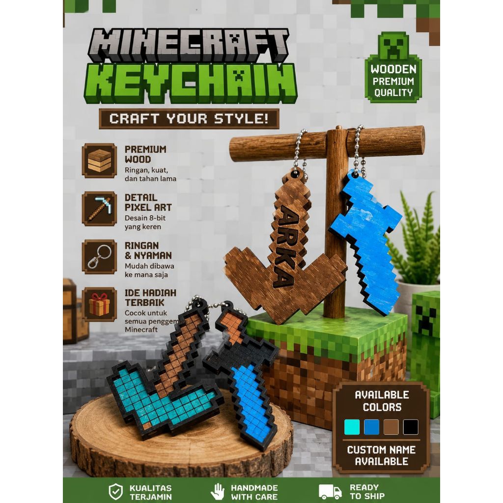 gantungan kunci minecraft lucu