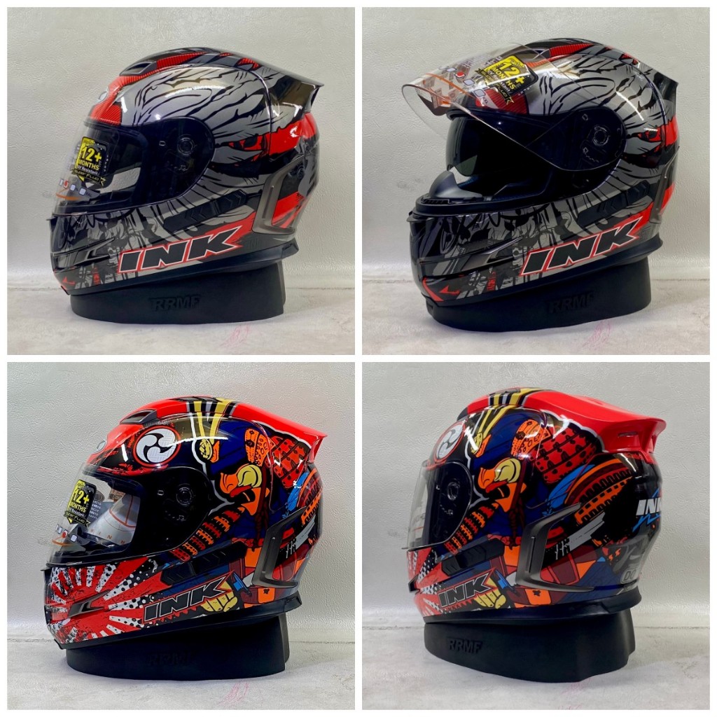 HELM INK STEALTH MOTIF SERIES SAMURAI ORIGINAL - HELM FULL FACE DOUBLE VISOR COWOK CEWEK TERMURAH