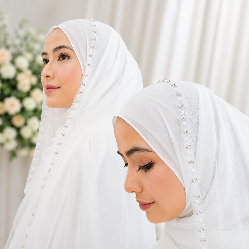 Slayer Veil Pengantin Payet Mutiara Veil Hijab Pengantin Ibu Besan
