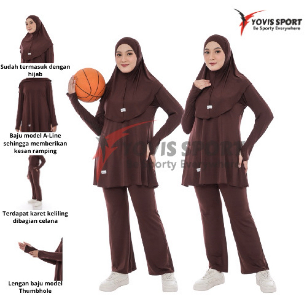 PL One Set Sport by yovis warna mahogani | Setelan olahraga