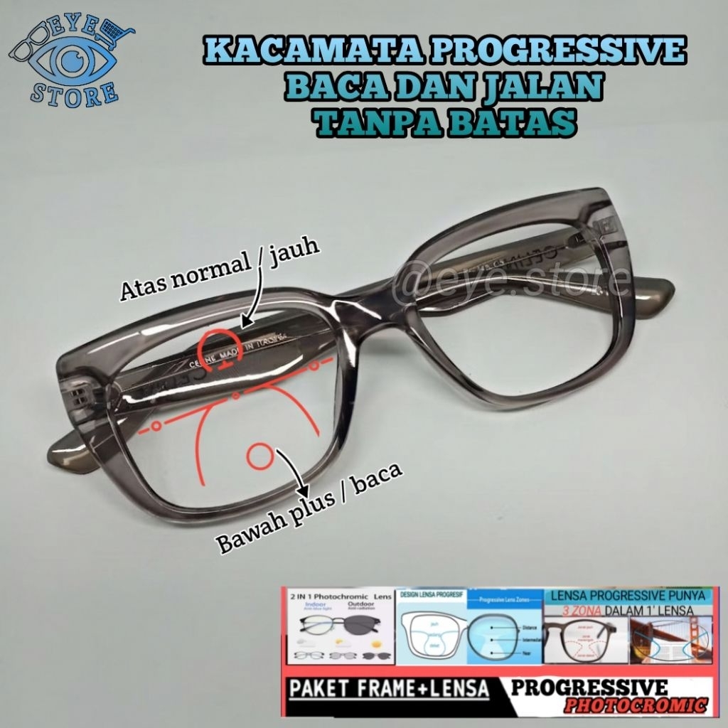 KACAMATA PROGRESSIVE PHOTOCROMIC KACAMATA BACA DAN JALAN LENSA PROGRESSIVE PRIA DAN WANITA FREAM 520