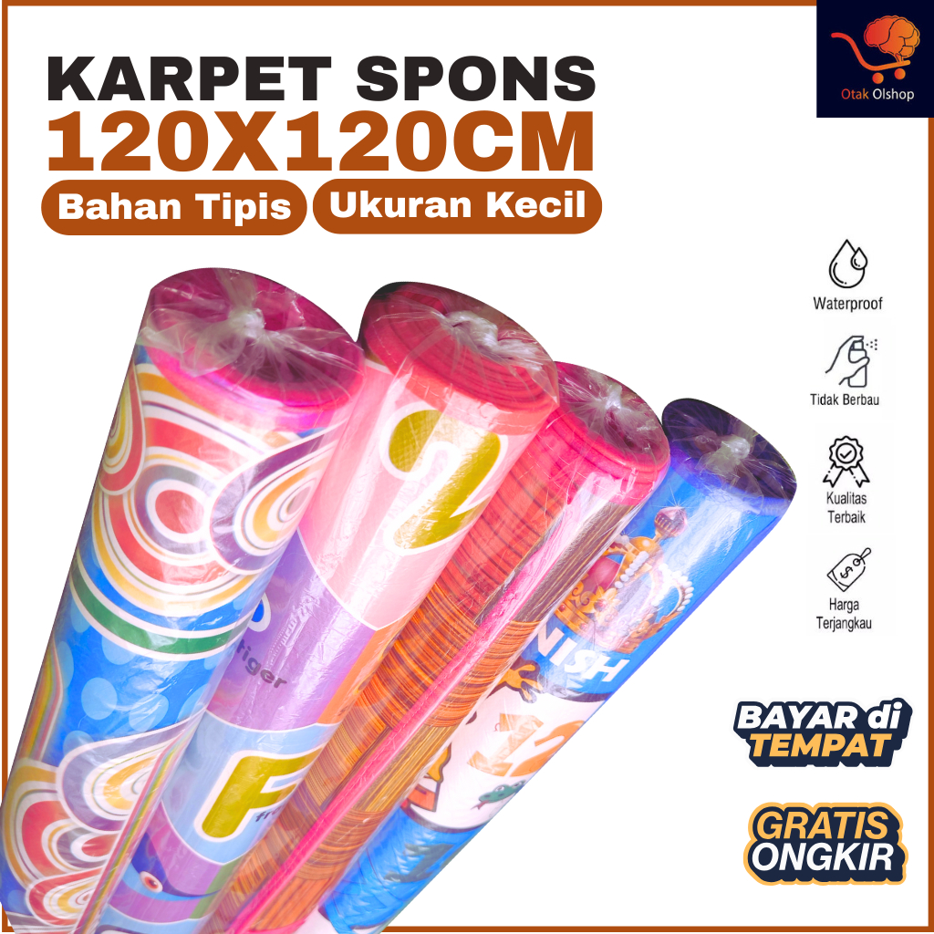 TIKAR MOTIF 120X120CM KARTUN SPONS KARPET LANTAI TAHAN AIR ALAS KASUR TIKER SAJADAH