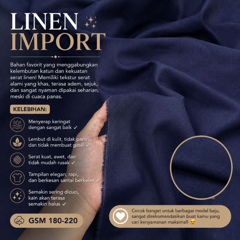 kain katun linen// linen import // linen meteran // linen polos